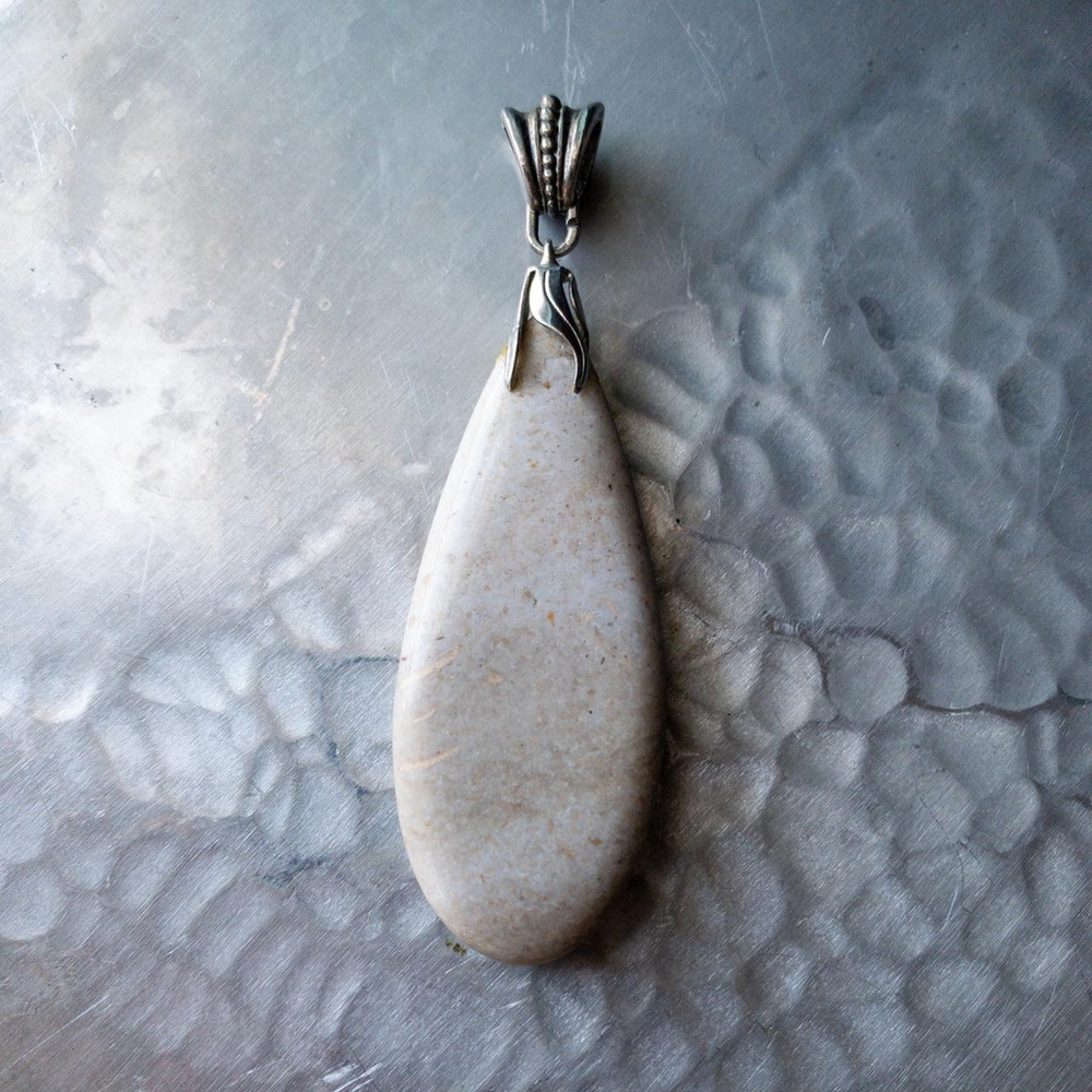 White Speckled Stone Necklace